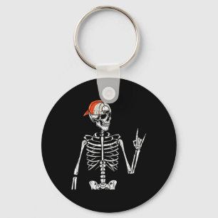 Retro Rocker Skeleton Hand Rock On Cap Skater Hall Key Ring