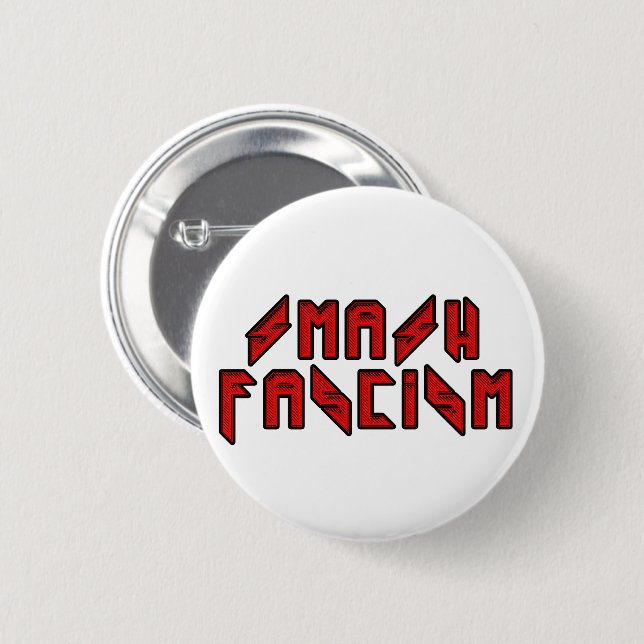 Retro Rocker - Smash Fascism 6 Cm Round Badge (Front & Back)
