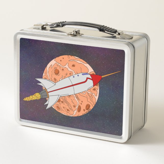 Retro Rocket 2026 Metal Lunch Box (Front)