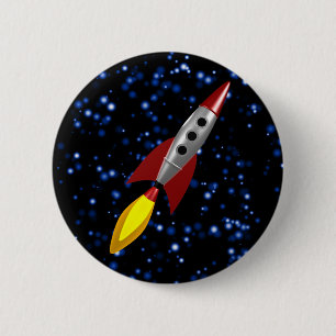 Retro Rocket 3d 6 Cm Round Badge
