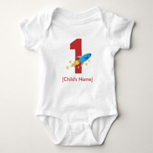Retro Rocket Birthday - Personalizable Baby Bodysuit