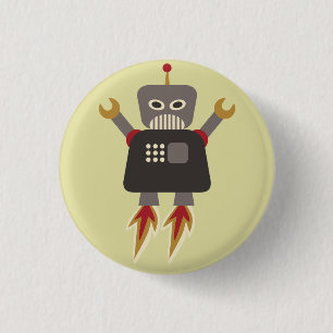Retro Rocket Cartoon Robot Flair 3 Cm Round Badge