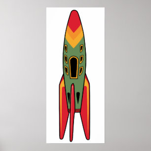 Retro Rocket - Colour Poster