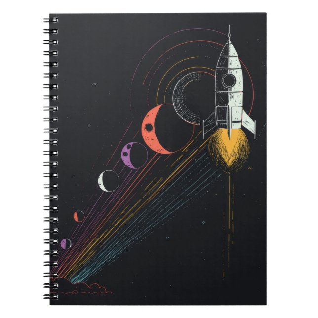 Retro Rocket Cosmic Journey Notebook (Front)