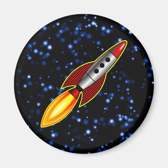 Retro Rocket - Customised Magnet (Front)