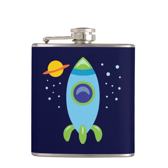 Retro Rocket Hip Flask (Front)