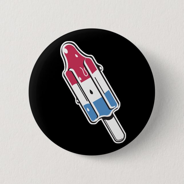 retro rocket ice pop 6 cm round badge (Front)