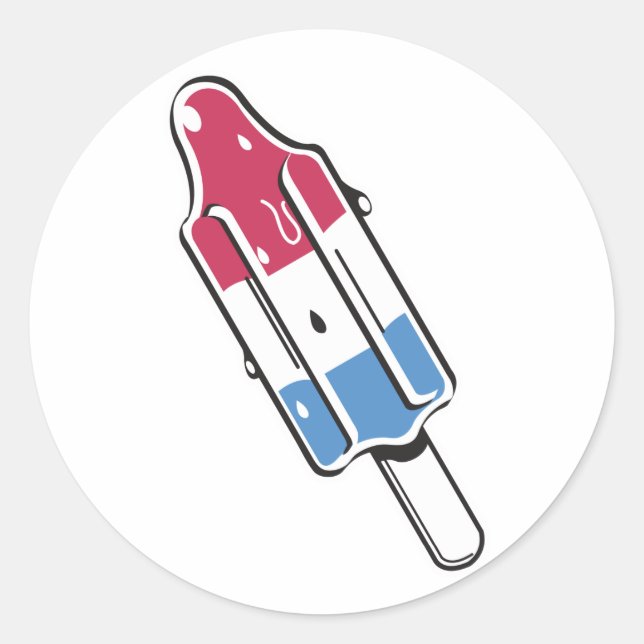 retro rocket ice pop classic round sticker (Front)