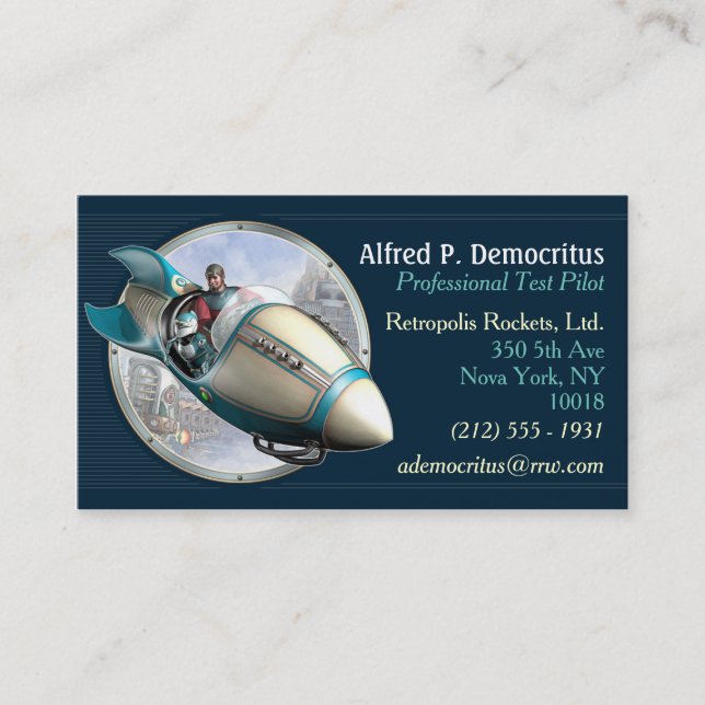 Retro Rocket Pilot Business Cards (Front)
