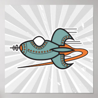 retro rocket poster