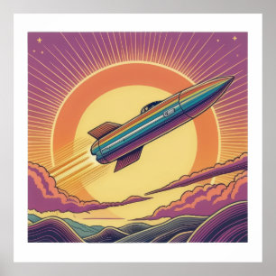 Retro Rocket Ride Poster