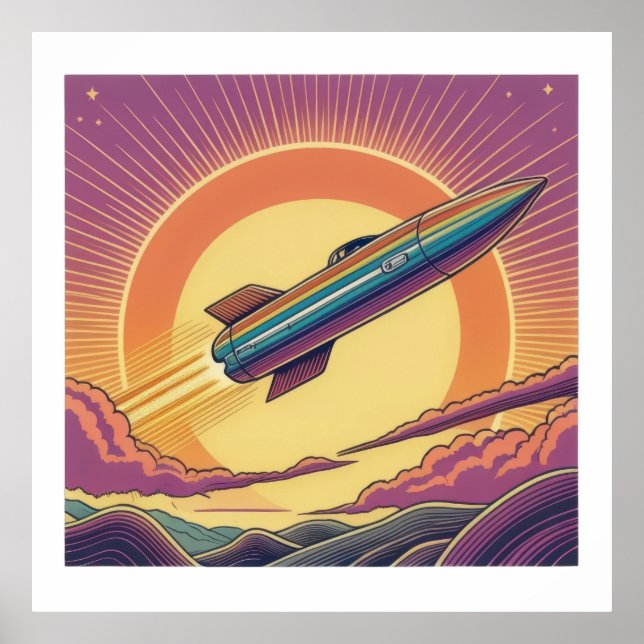 Retro Rocket Ride Poster (Front)