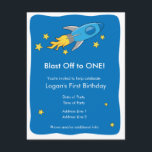 Retro Rocket Ship Blast Off Birthday Invitation<br><div class="desc">Fun,  colourful birthday design for your child's birthday. Features a rocket ship blasting off into space. Card can be customised with your own birthday party info.</div>