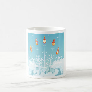 Retro Rocket Ship Launch Futuristic Space Art Coffee Mug