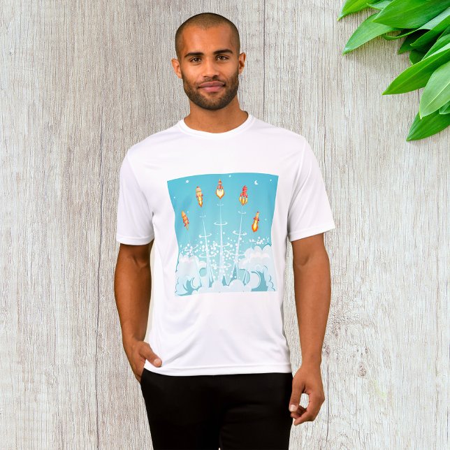 Retro Rocket Ship Launch Futuristic Space Art  T-Shirt (Creator Uploaded)