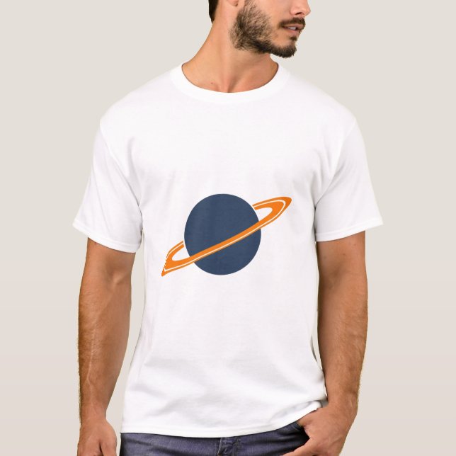 Retro Rocket Ship Orbiting Dark Planet - Outer Spa T-Shirt (Front)