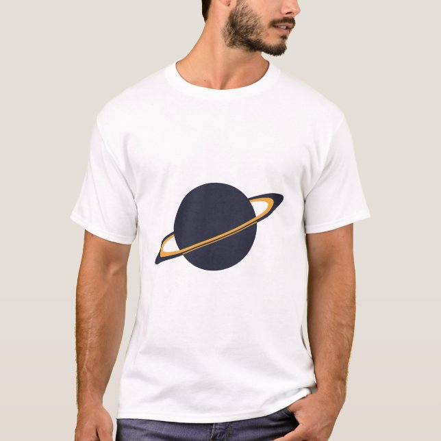 Retro Rocket Ship Orbiting Dark Planet - Outer Spa T-Shirt (Front)