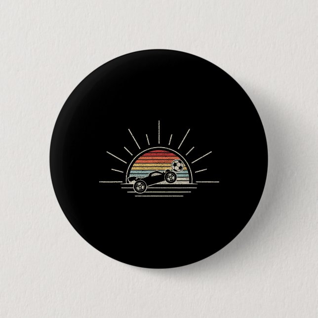 Retro Rocket Soccer Car  6 Cm Round Badge (Front)
