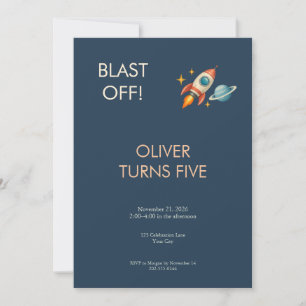 Retro Rocket Space Birthday Invitation