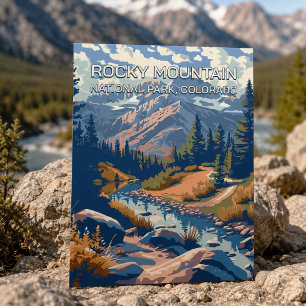 Retro Rocky Mountain National Park Colorado Travel Postcard