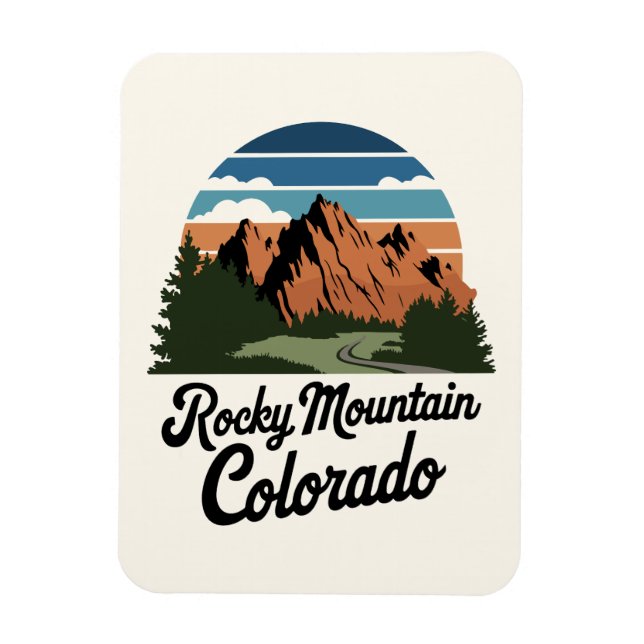 Retro Rocky Mountain National Park Magnet (Vertical)