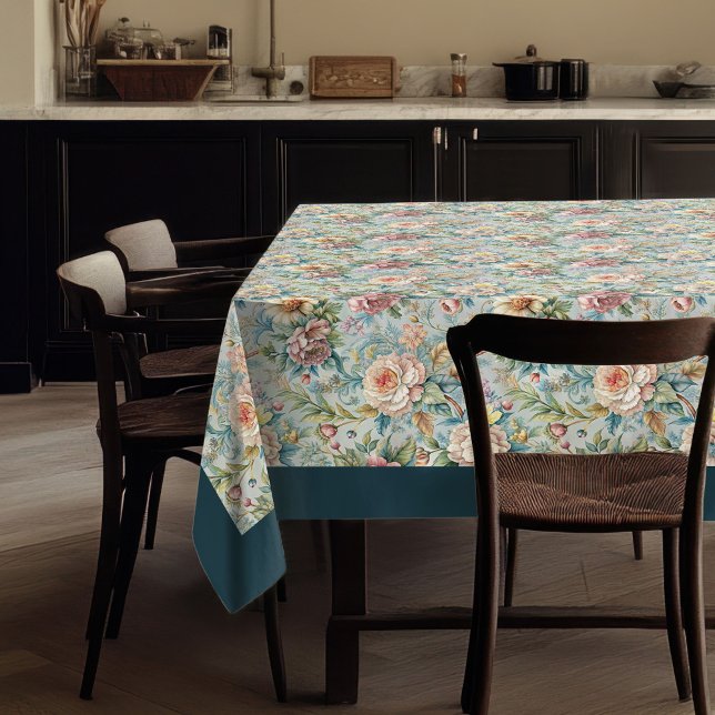 Retro Rococo tablecloth Featuring Graceful Flowers (Retro Rococo tablecloth Featuring Graceful Flowers)