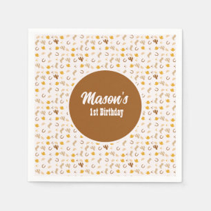 Retro Rodeo Cowgirl Cowboy Bohemian Birthday Napkin