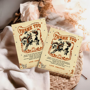 Retro Rodeo Western Cowboy Birthday Thank You Card