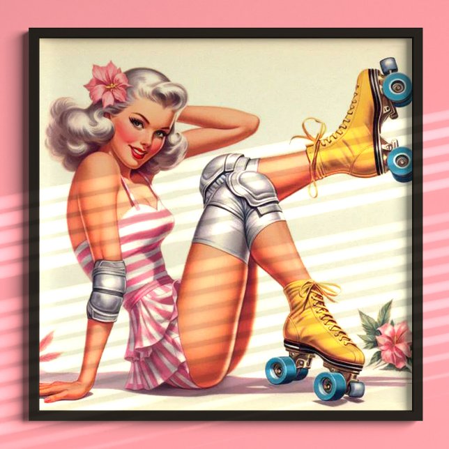 Retro Roller Girl Pin Up Poster (Creator Uploaded)