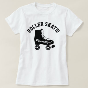 Retro Roller Skate Graphic Black And White T-Shirt