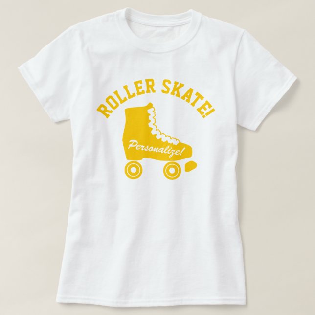 Retro Roller Skate Graphic Yellow T-Shirt (Design Front)