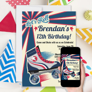 Retro Roller Skate Party Invitation