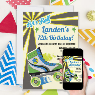Retro Roller Skate Party Invitation