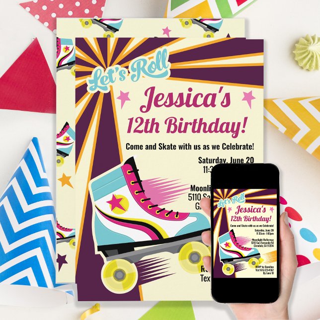 Retro Roller Skate Party Invitation (Creator Uploaded)