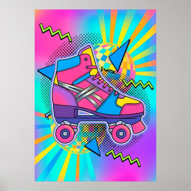 Retro Roller Skate Pop Art Poster (Front)