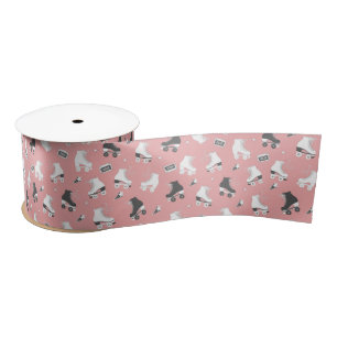 Retro Roller Skates and Cassette Tapes Satin Ribbon