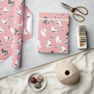 Retro Roller Skates and Cassette Tapes Wrapping Paper