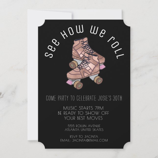Retro Roller Skates Birthday Party Invitation (Front)