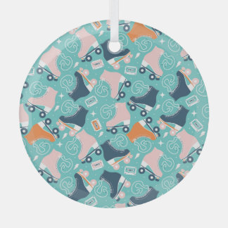 Retro Roller Skates: Vintage Cassette Glass Tree Decoration