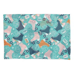 Retro Roller Skates: Vintage Cassette Pillowcase