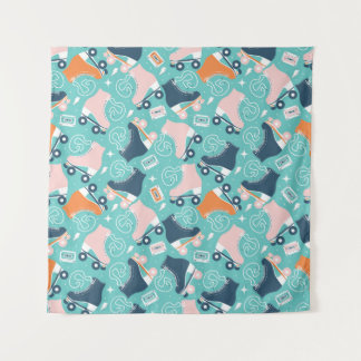 Retro Roller Skates: Vintage Cassette Tapestry