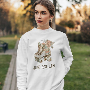 Retro Roller Skates Vintage Floral Pastel Sweatshirt