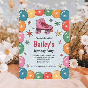 Retro Roller Skating Birthday Invitation