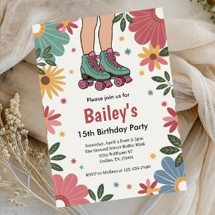 Retro Roller Skating Birthday Invitation