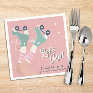 Retro Roller Skating Birthday Party Napkin