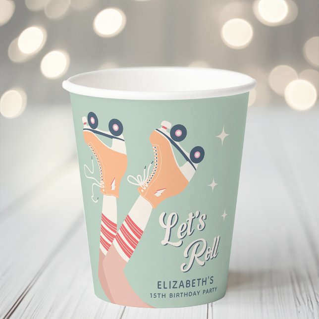 Retro Roller Skating Birthday Party Paper Cups (Creator Uploaded)