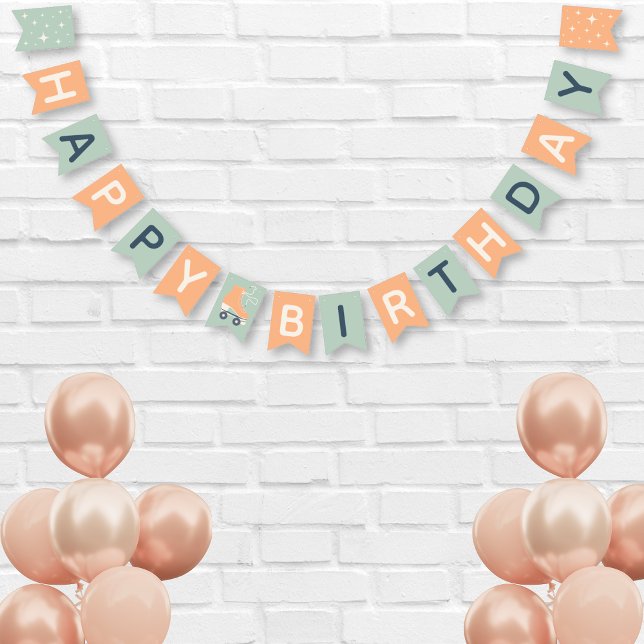 Retro Roller Skating Sage Green Birthday Party Bunting (Creator Uploaded)