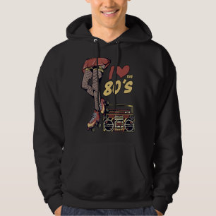 Retro Rollerskates 80's Roller Disco Skating Girl Hoodie