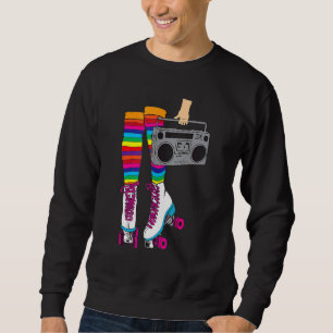 Retro Rollerskates 80's Roller Disco Skating Girl Sweatshirt