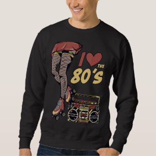 Retro Rollerskates 80's Roller Disco Skating Girl Sweatshirt